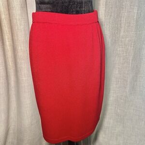St. John Collection Red Santana Knit Pencil Pull On Skirt by Marie Gray Size: 6